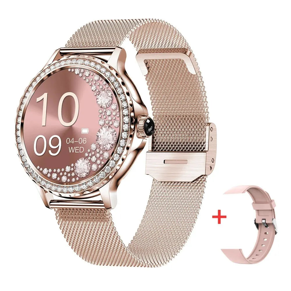 MEVADEN Rose Gold Smart Watch Bluetooth Call Lady 100+ Sports Mode Fitness Health Monitor Women Smartwatch for IOS Android NX19
