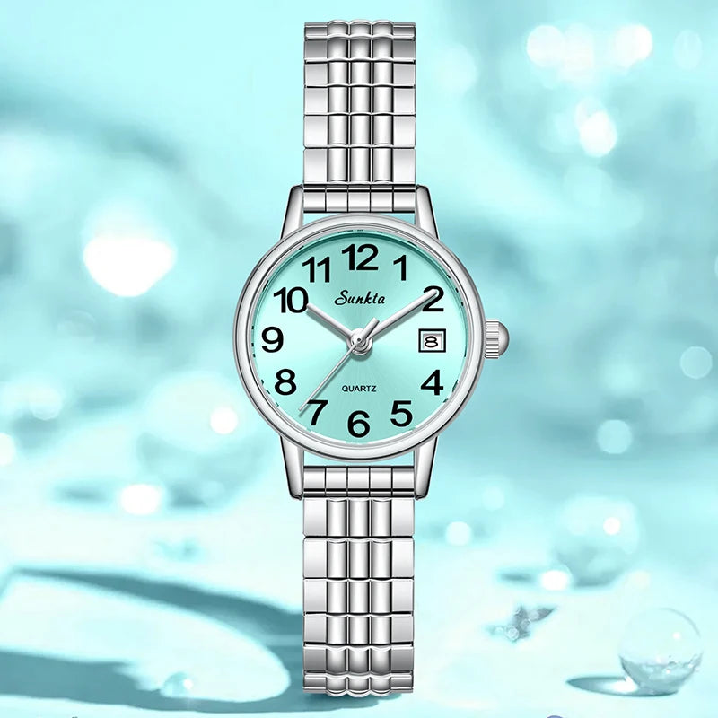 2026 SUNKTA Luxury Womens Watch Elegant Fashion Quartz Wristwatches 30M Waterproof Steel Strap Watches Ladies Gifts Reloj Mujer