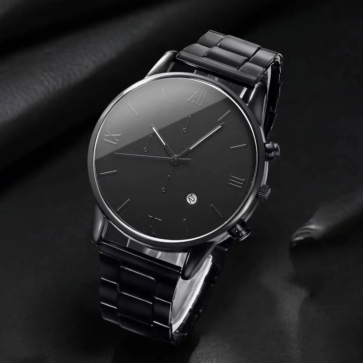 Fashion Men Business Watches Roma Dial Date Calendar Quartz Watch Reloj Hombre（Without Box）