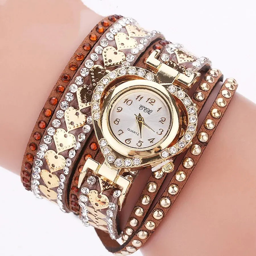 New Fashion Rhinestone Braided Rope Bracelet Quartz Watches Gift Reloj 2026