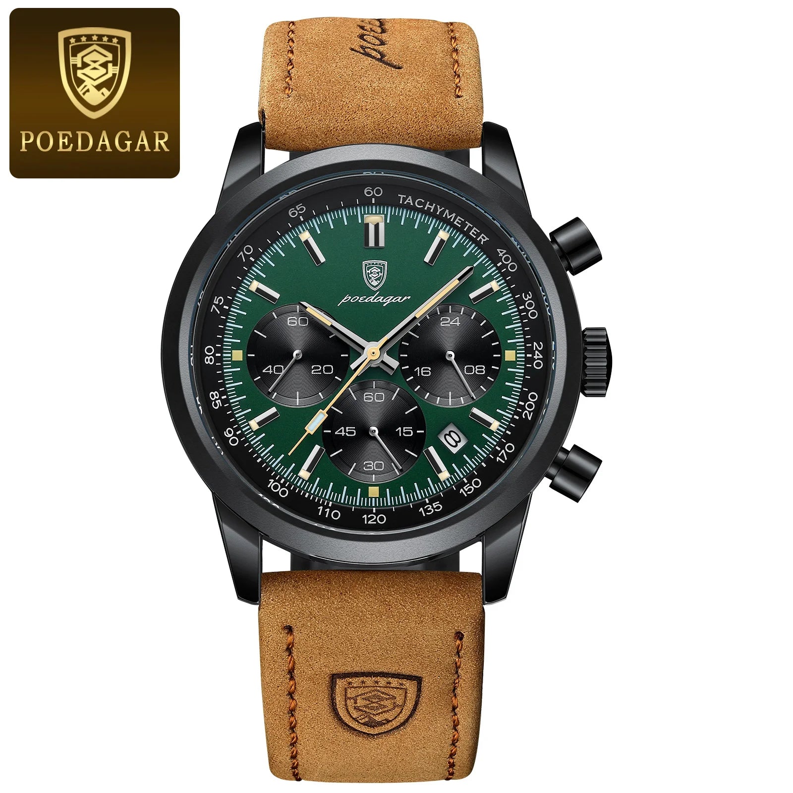 POEDAGAR Top Brand Luxury Man Watch Waterproof Chronograph Luminous Date Wristwatch For Men Quartz Leather Men's Watches Sprots