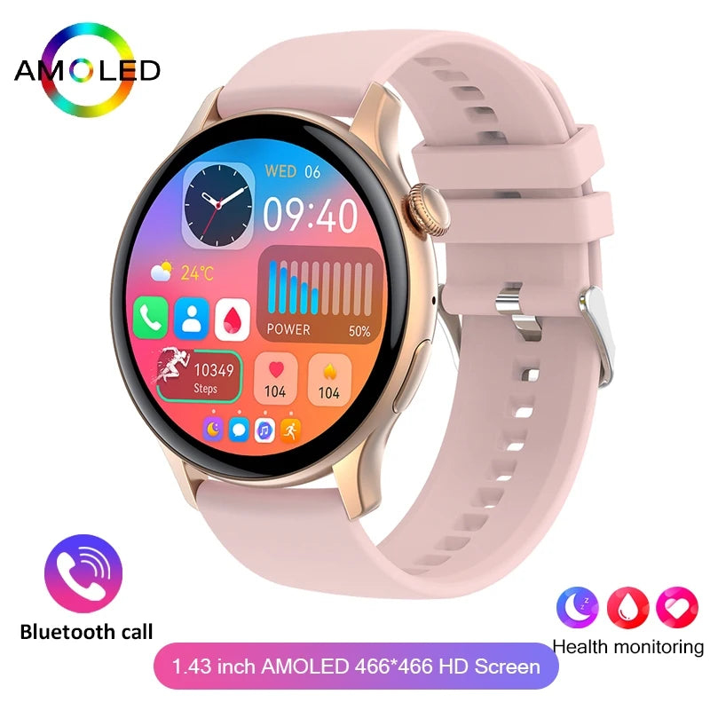 2026 New True AMOLED Smart Watch Ladies Screen Always Show Time 466*466 HD Health Tracker Voice Calling NFC Smartwatch Women