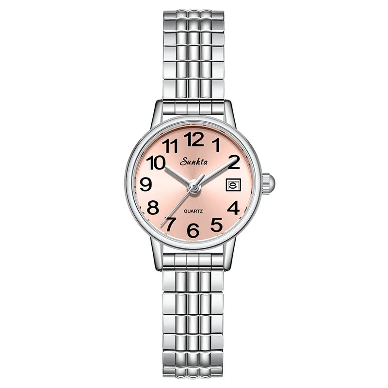 2026 SUNKTA Luxury Womens Watch Elegant Fashion Quartz Wristwatches 30M Waterproof Steel Strap Watches Ladies Gifts Reloj Mujer