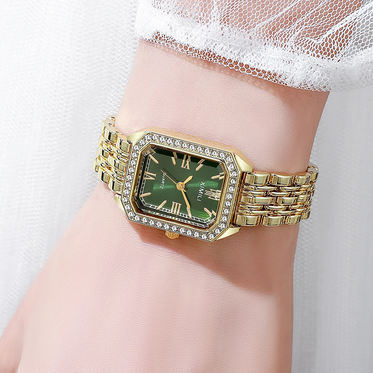 1/2/3/5PCS Fashion Rectangle Women Watches Set Ladies Rhinestone Quartz Watch Bracelet Strap Wristwatch（Without Box）