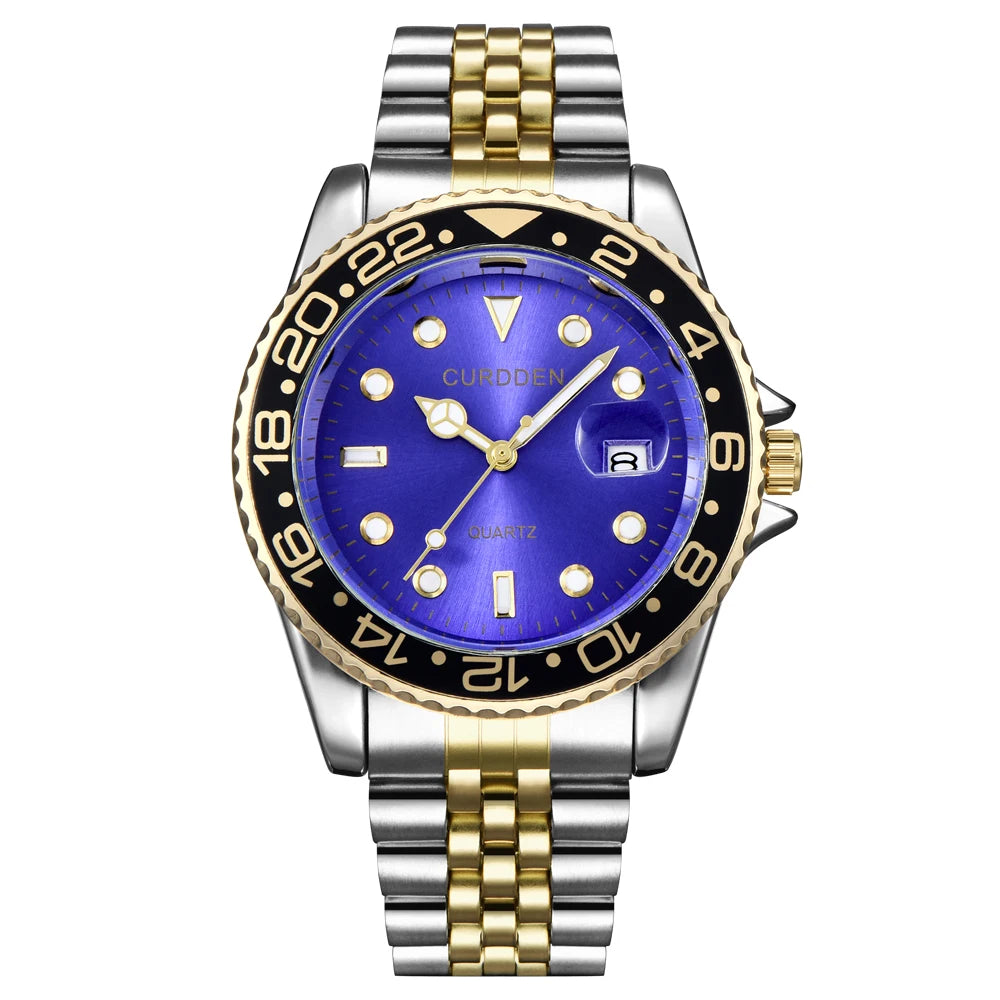 Men Famous Brand Watches Students Boys Fashion Stainless Steel Band Casual Calendar Quartz Watch Green Relogios Masculinos 2024