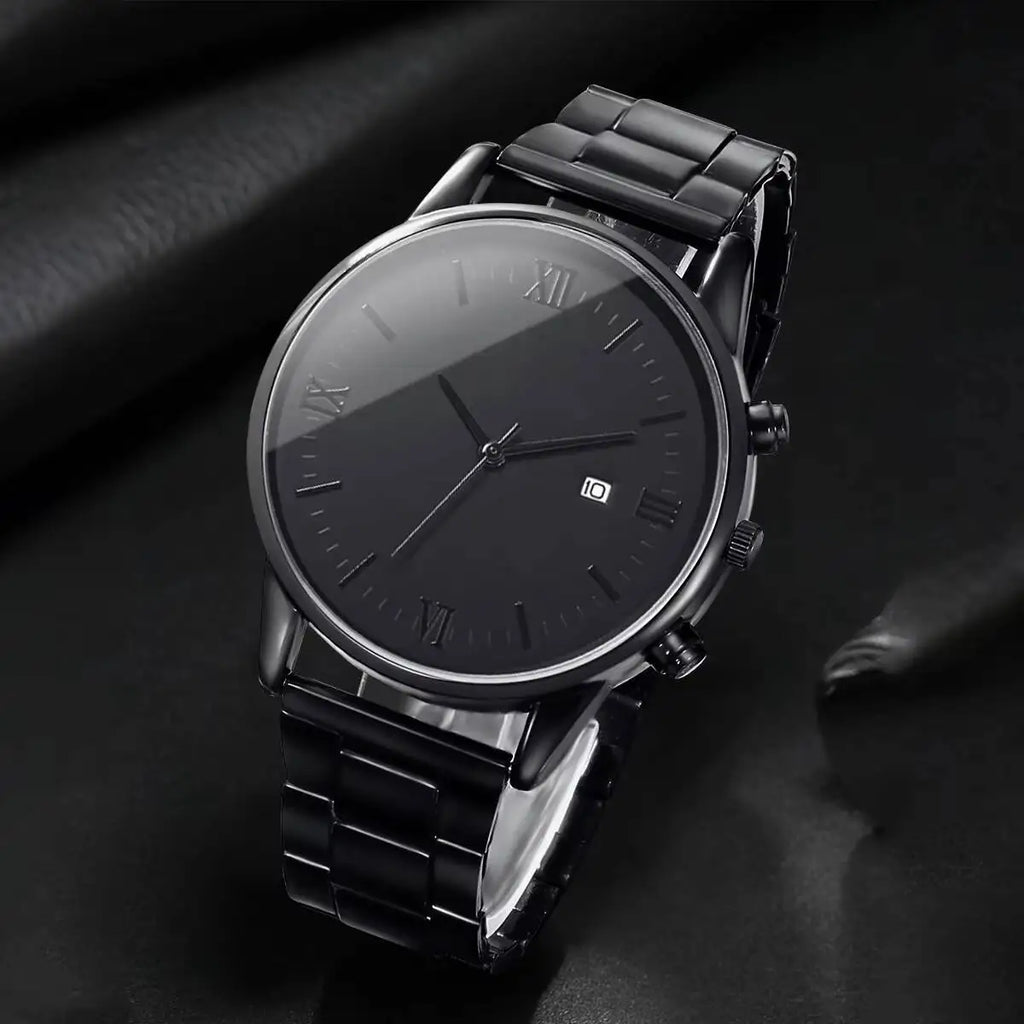 Fashion Men Business Watches Roma Dial Date Calendar Quartz Watch Reloj Hombre（Without Box）