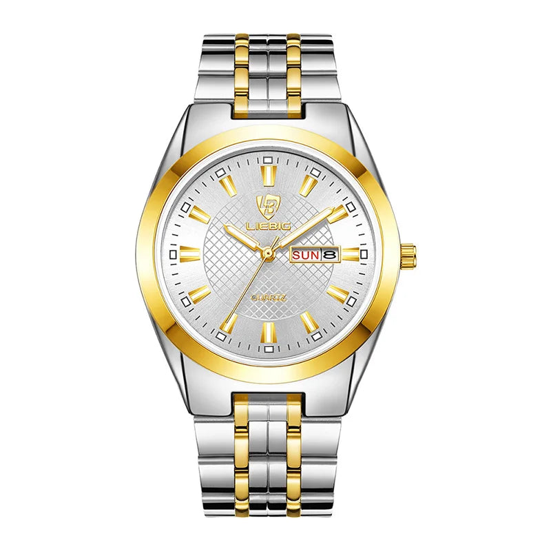 LIEBIG Luxury Stainless Steel Watches Men Fashion Watch Time Date Waterproof Quartz Wristwatch Clock For Male Women Reloj Hombre
