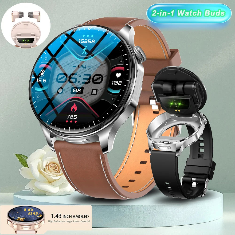 2026 new 2-In-1 TWS Headset Smart Watch 1.43" Women Men Sport Fitness motion Tracker Watches Earphone Music Smartwatch