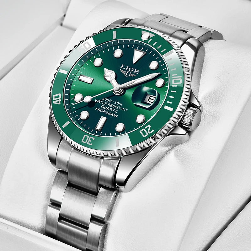 LIGE Diver Watch Men Top Brand Luxury Waterproof Luminous Watches For Men Fashion Military Men's Quartz Wristwatch Reloj Hombre