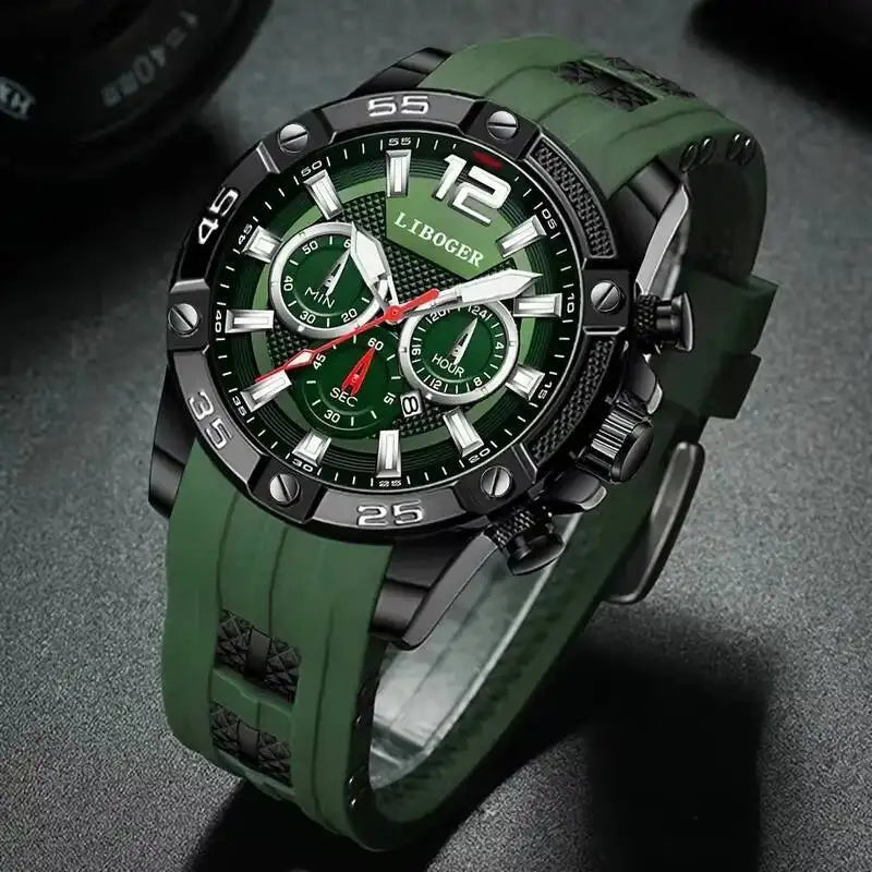 Casual Silicone Strap Men Sports Watches Luxury Large Dial Calendar Quartz Wristwatches For Mens Clock Reloj Hombre