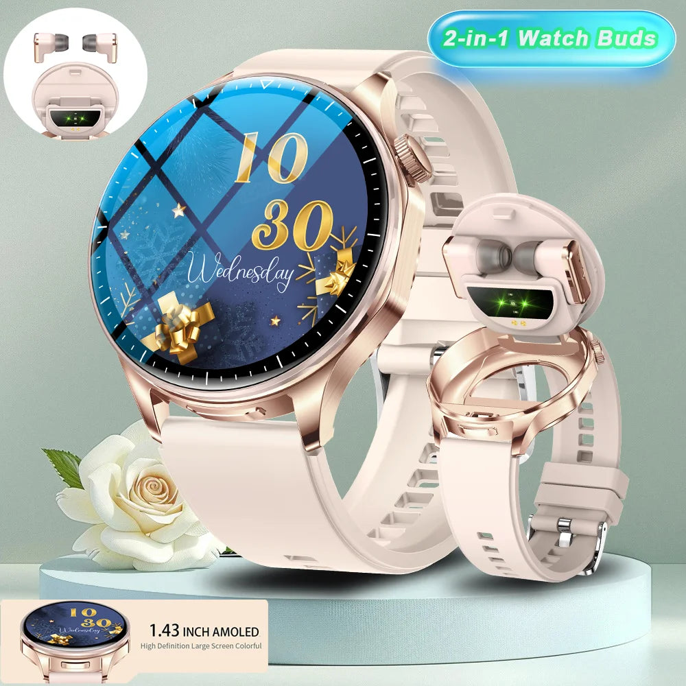 2026 new 2-In-1 TWS Headset Smart Watch 1.43" Women Men Sport Fitness motion Tracker Watches Earphone Music Smartwatch