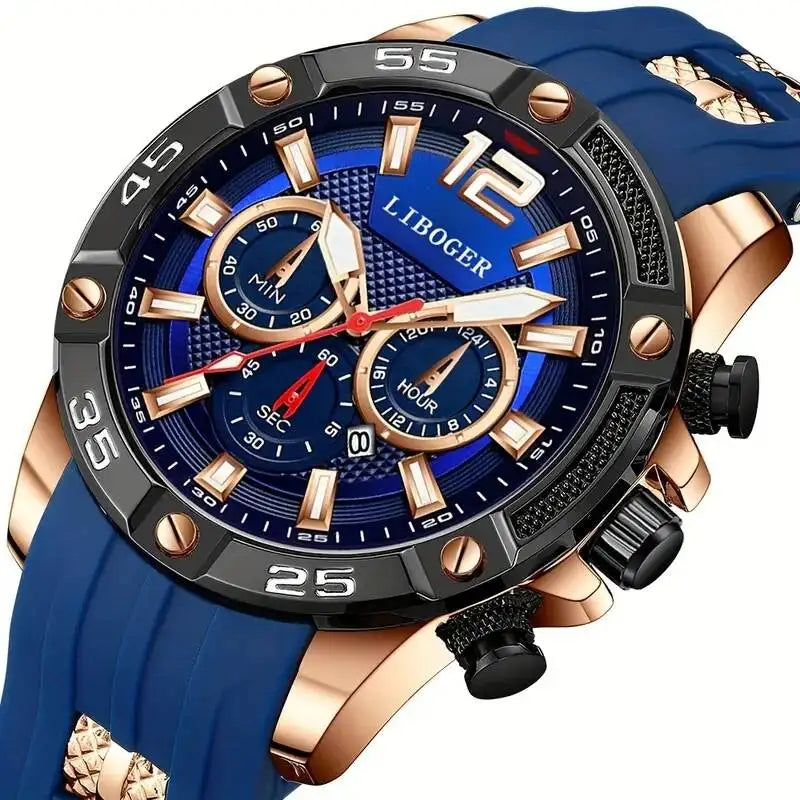 Casual Silicone Strap Men Sports Watches Luxury Large Dial Calendar Quartz Wristwatches For Mens Clock Reloj Hombre