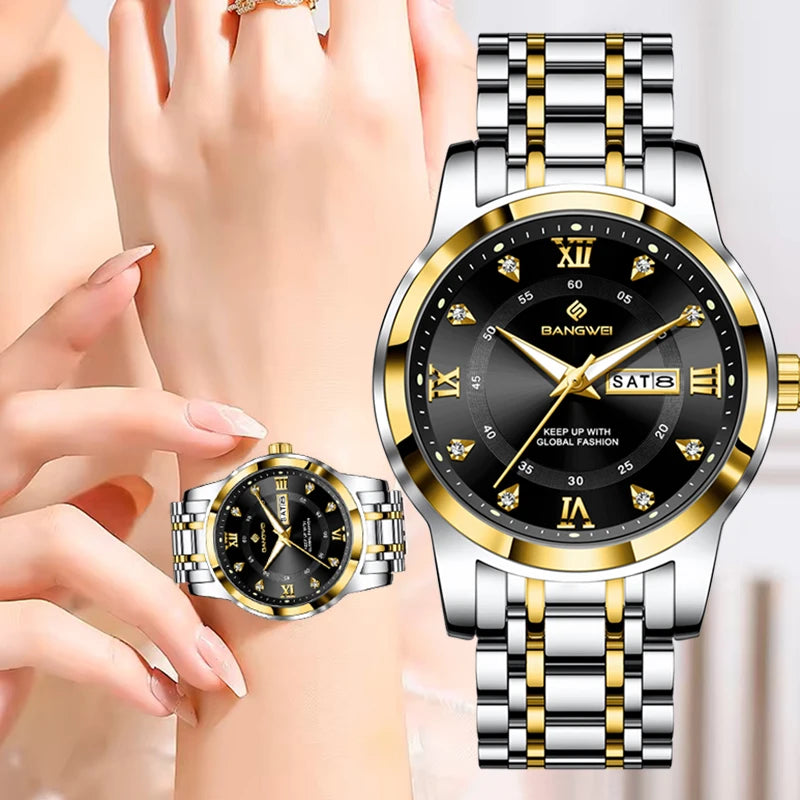 LIGE BANGWEI New Women Watch Outdoor Sport Waterproof Luminous Watches For Women Creative Diamond Quartz Wristwatch Ladies Gift