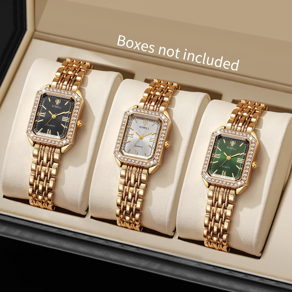 1/2/3/5PCS Fashion Rectangle Women Watches Set Ladies Rhinestone Quartz Watch Bracelet Strap Wristwatch（Without Box）