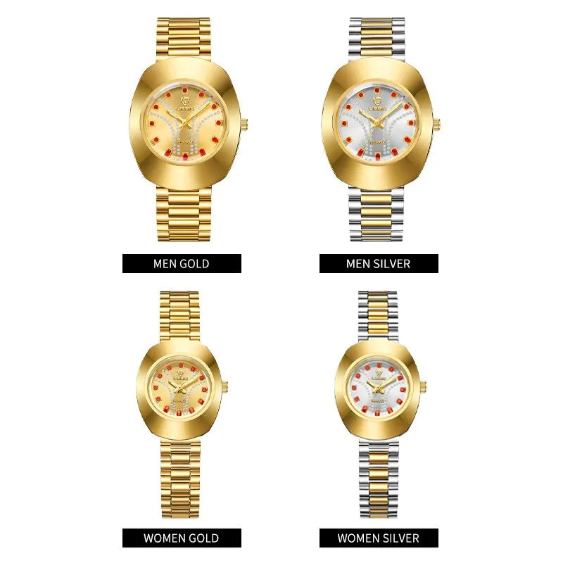 LIEBIG Luxury Oval Golden Stainless Steel Quartz Watch Women Men Casual Female Male Clock Waterproof Wristwatch Relogio Feminino