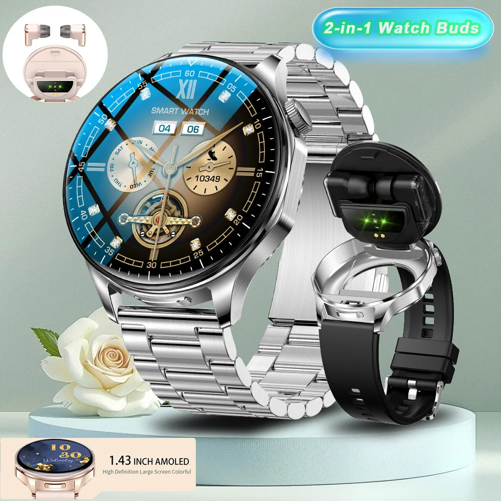 2026 new 2-In-1 TWS Headset Smart Watch 1.43" Women Men Sport Fitness motion Tracker Watches Earphone Music Smartwatch