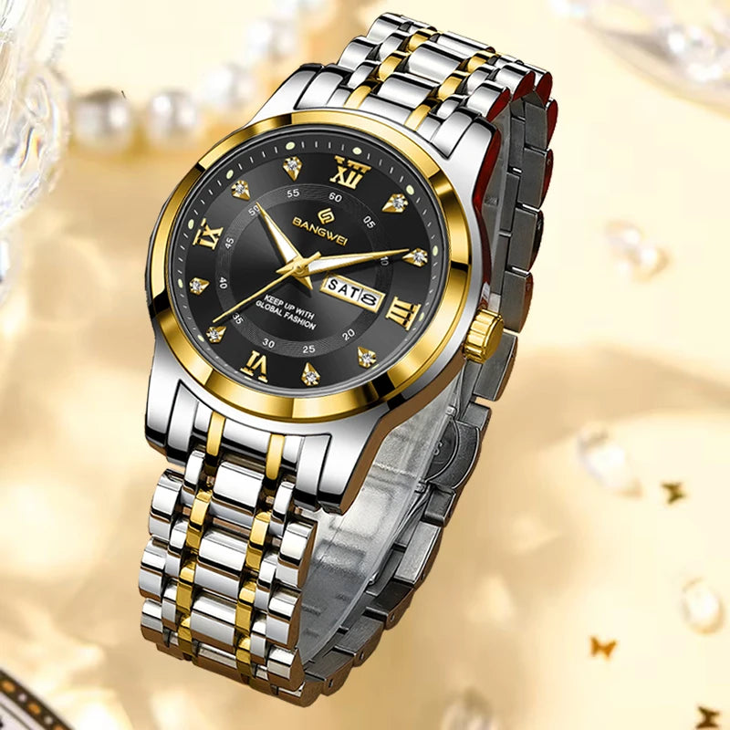 LIGE BANGWEI New Women Watch Outdoor Sport Waterproof Luminous Watches For Women Creative Diamond Quartz Wristwatch Ladies Gift