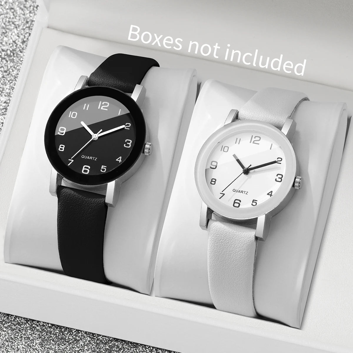 1/2PCS Fashion Couple's Watches Leather Strap Wristwatch Men Women Casual Arabic Dial Quartz Watches (Without Box)