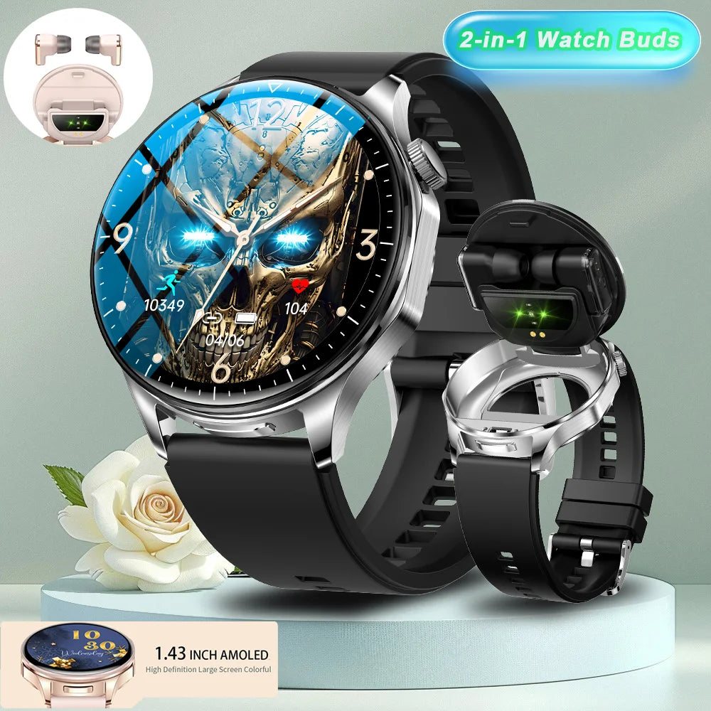 2026 new 2-In-1 TWS Headset Smart Watch 1.43" Women Men Sport Fitness motion Tracker Watches Earphone Music Smartwatch
