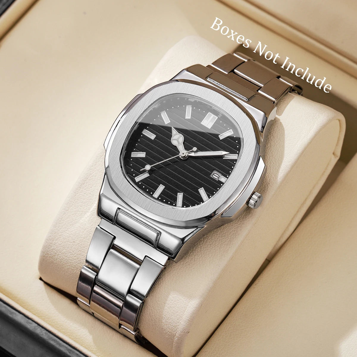 1pcs Men's Watch Fashion Casual Classic Square Scale Calendar Dial Trendy Handsome Quartz Watch ( Box Not Included)