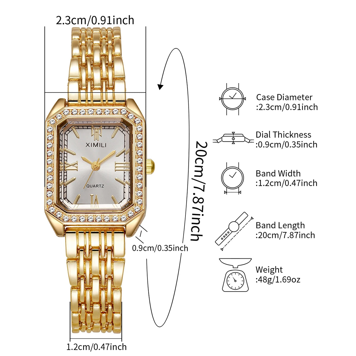 1/2/3/5PCS Fashion Rectangle Women Watches Set Ladies Rhinestone Quartz Watch Bracelet Strap Wristwatch（Without Box）
