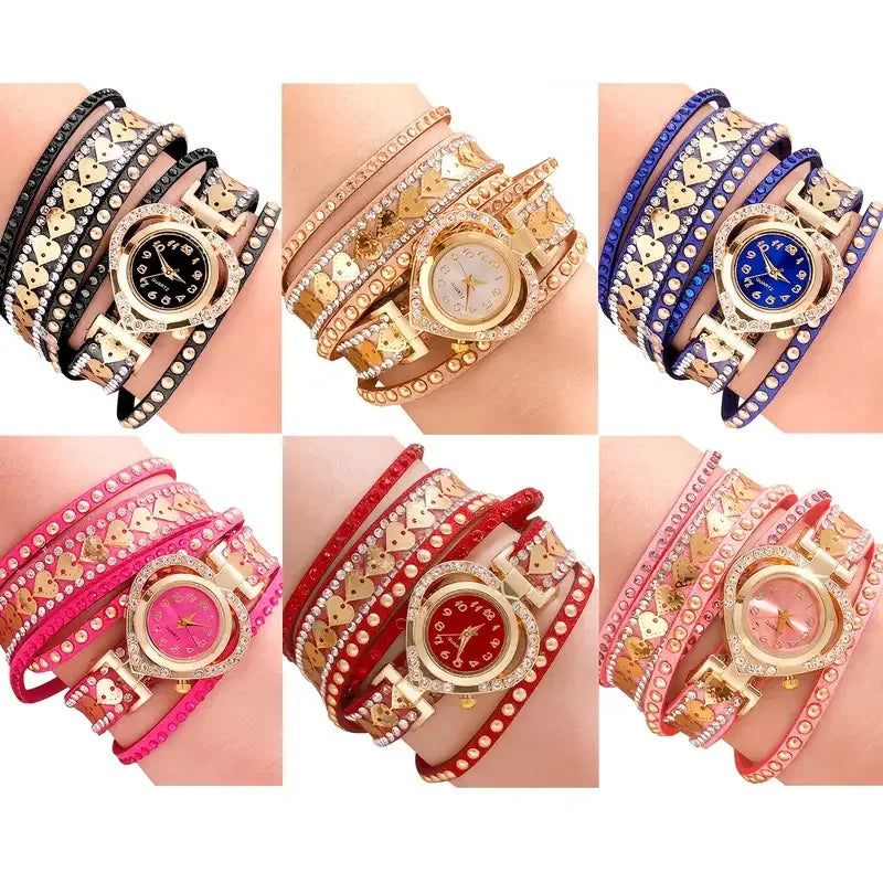 New Fashion Rhinestone Braided Rope Bracelet Quartz Watches Gift Reloj 2026