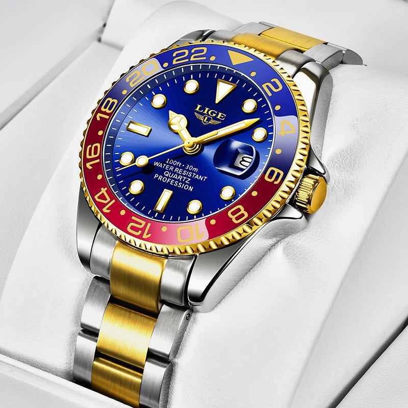 LIGE Diver Watch Men Top Brand Luxury Waterproof Luminous Watches For Men Fashion Military Men's Quartz Wristwatch Reloj Hombre