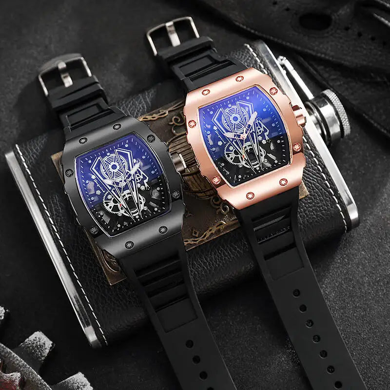1/2PCS Luxury Large Dial Men Quartz Watches Silicone Band Men's Sports Watch Casual Wristwatch Reloj Hombre（Without Box）