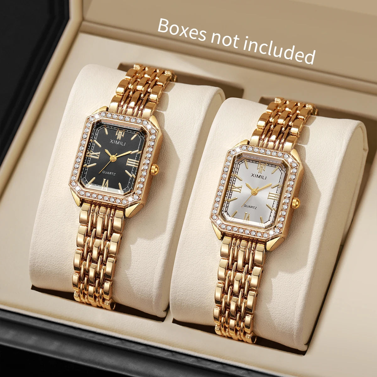 1/2/3/5PCS Fashion Rectangle Women Watches Set Ladies Rhinestone Quartz Watch Bracelet Strap Wristwatch（Without Box）