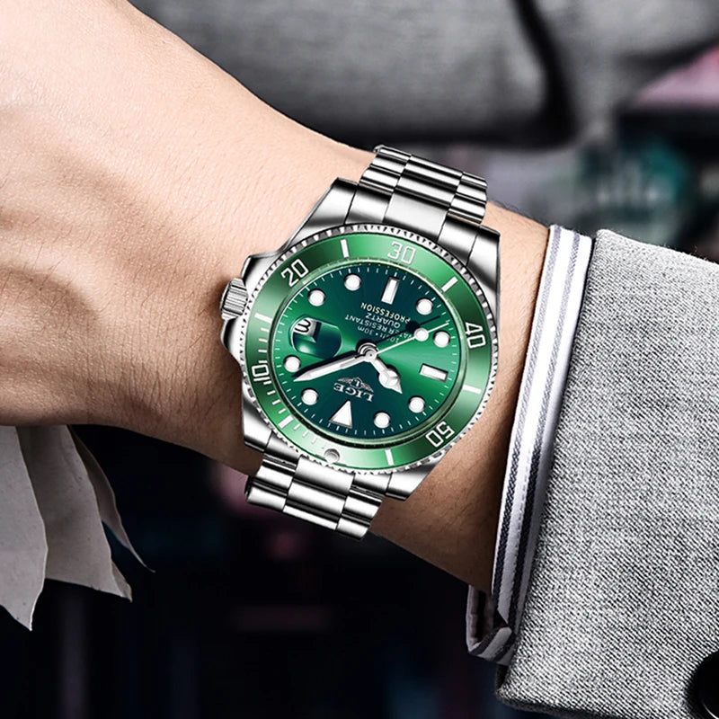 LIGE Diver Watch Men Top Brand Luxury Waterproof Luminous Watches For Men Fashion Military Men's Quartz Wristwatch Reloj Hombre