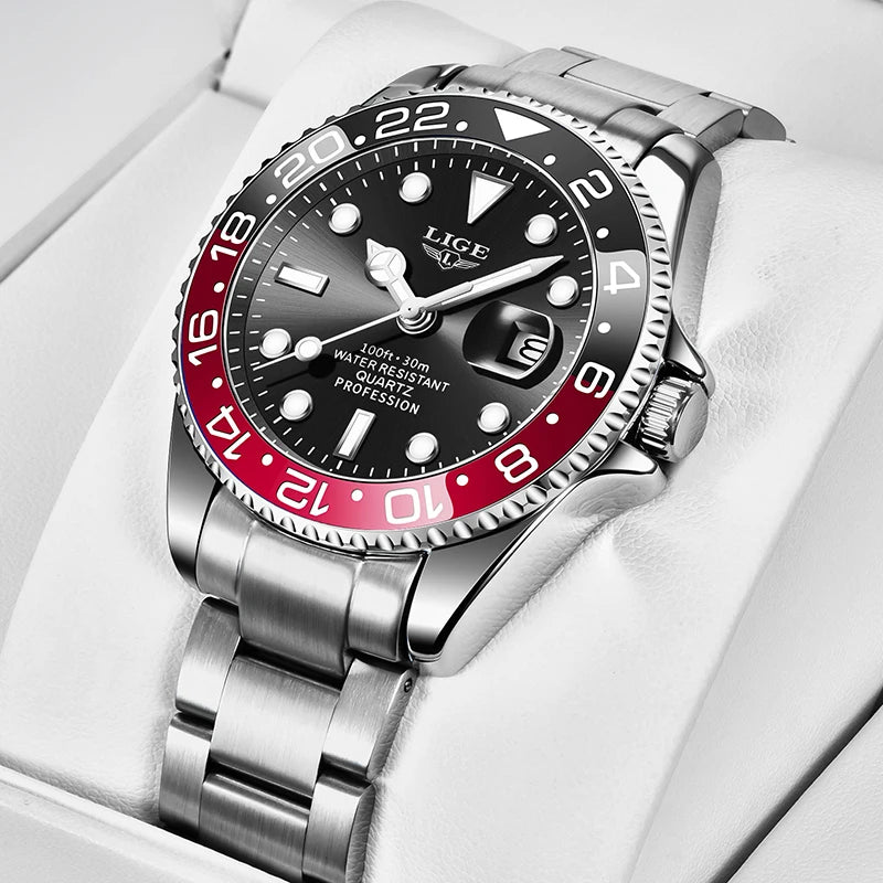 LIGE Diver Watch Men Top Brand Luxury Waterproof Luminous Watches For Men Fashion Military Men's Quartz Wristwatch Reloj Hombre