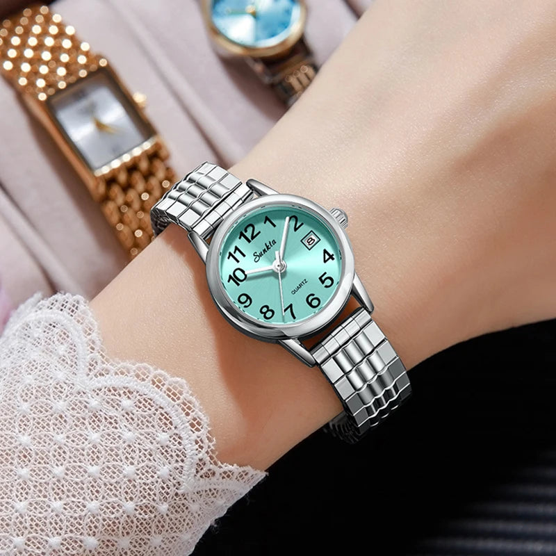 2026 SUNKTA Luxury Womens Watch Elegant Fashion Quartz Wristwatches 30M Waterproof Steel Strap Watches Ladies Gifts Reloj Mujer