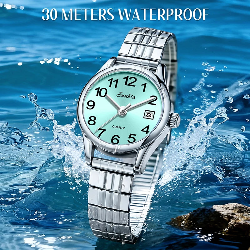 2026 SUNKTA Luxury Womens Watch Elegant Fashion Quartz Wristwatches 30M Waterproof Steel Strap Watches Ladies Gifts Reloj Mujer