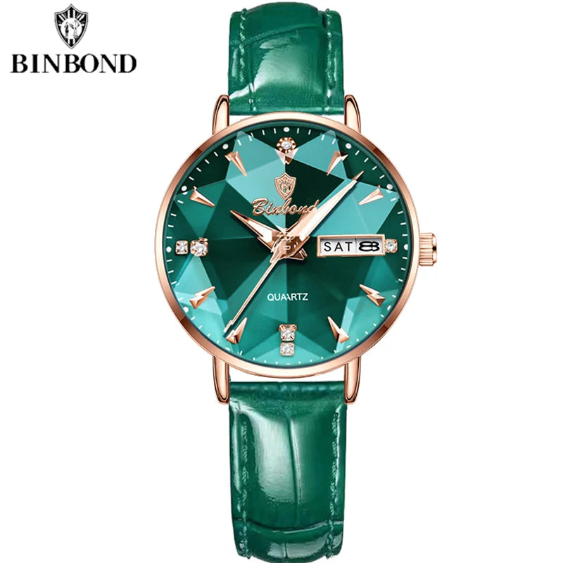 BINBOND New Women's Watch High Quality Elegant Jewelry Design Waterproof Quartz Watch Luxury Rose Gold Wmen's Watch Reloj Mujer