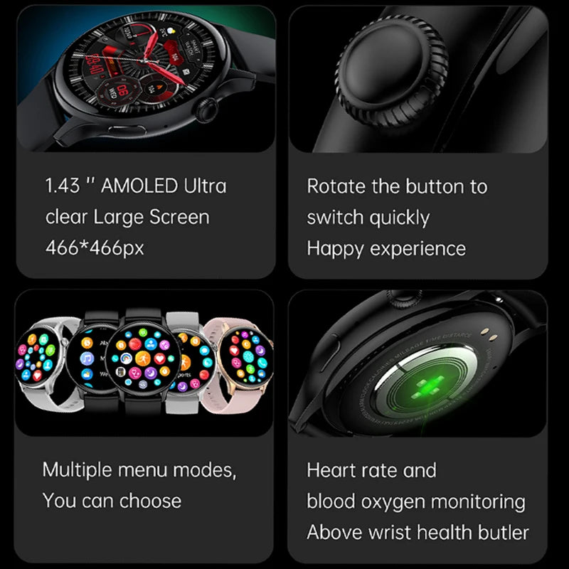 2026 New True AMOLED Smart Watch Ladies Screen Always Show Time 466*466 HD Health Tracker Voice Calling NFC Smartwatch Women