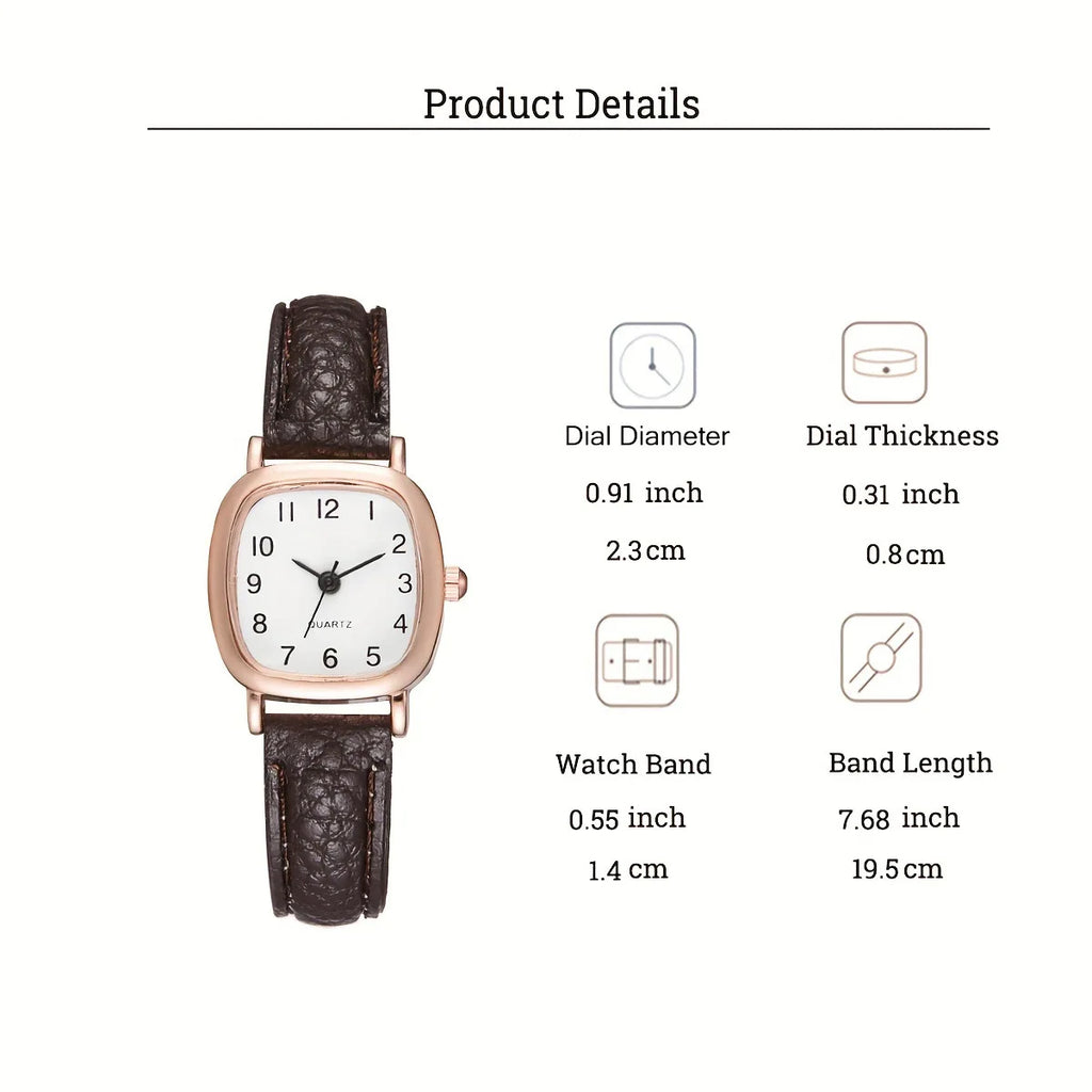 Kegllect Square Women Simple Small Dial Student Watches Vintage Belt Quartz Wristwatch