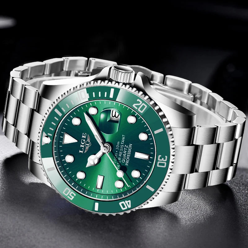 LIGE Diver Watch Men Top Brand Luxury Waterproof Luminous Watches For Men Fashion Military Men's Quartz Wristwatch Reloj Hombre