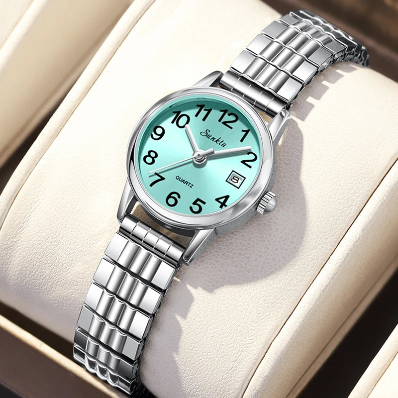 2026 SUNKTA Luxury Womens Watch Elegant Fashion Quartz Wristwatches 30M Waterproof Steel Strap Watches Ladies Gifts Reloj Mujer