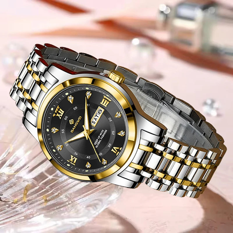LIGE BANGWEI New Women Watch Outdoor Sport Waterproof Luminous Watches For Women Creative Diamond Quartz Wristwatch Ladies Gift