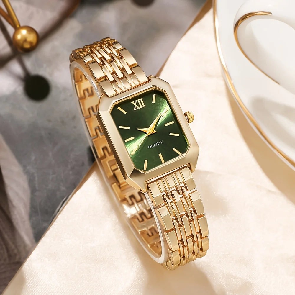 5PCS/Set Elegant Rectangle Women Watches Fashion Ladies Quartz Wristwatch Jewelry Set Reloj Mujer Girls Clock Gift（Without Box）