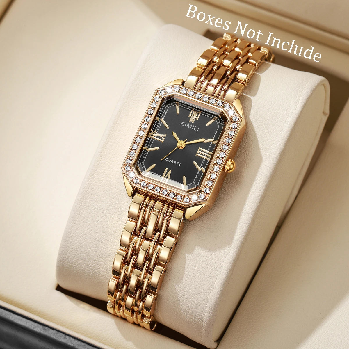 1/2/3/5PCS Fashion Rectangle Women Watches Set Ladies Rhinestone Quartz Watch Bracelet Strap Wristwatch（Without Box）